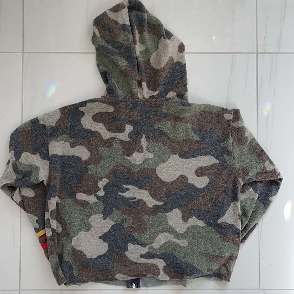 Jac Parker Green Camo Zip Up Crop Fleece Jacket Size S - Picture 4 of 4